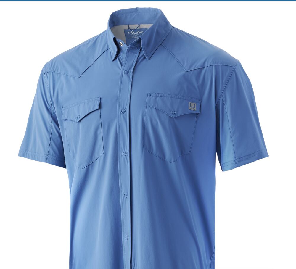 Men's HUK Diamond back Blue Button Up XL